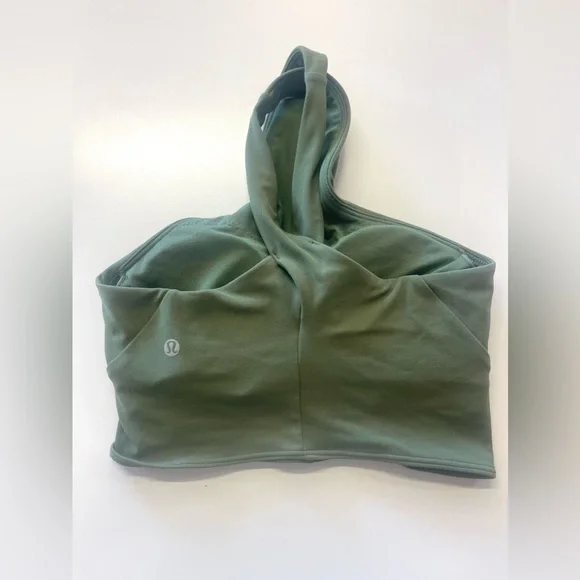 Lululemon Nulu Wrap-Front Longline Bra *Light Support, A/B Cup Green Twill sz 4 - Picture 6 of 8